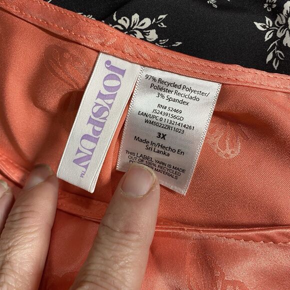 Joyspun Women's Plus Sz 3X Coral Satin Chemise Butterfly Print Adjustable Straps - Picture 7 of 8